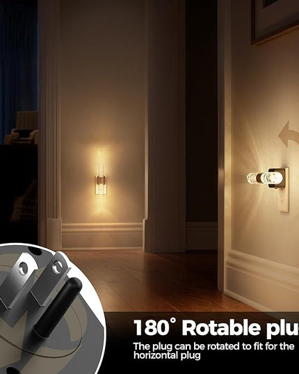 DORESshop LED Night Light, Rotating Night Lights Plug into Wall, Auto Light Sensor Nightlight Dimmable, 3000K Soft Light, LED Acrylic Bubble Nightlight Plug in for Bedroom Bathroom Hallway, 2 Pack