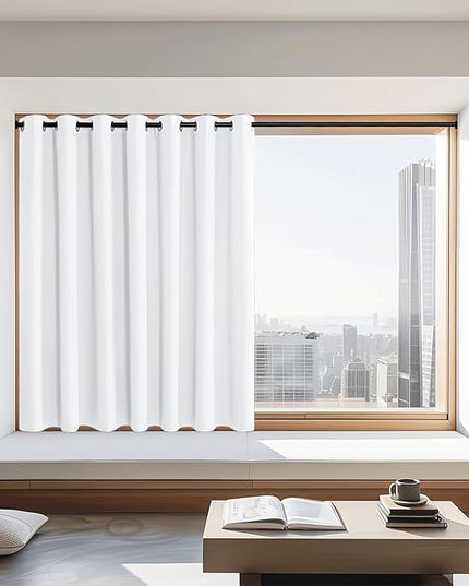 NICETOWN White Blackout Curtains 72 inches Long, Grommet Privacy Window Treatment Thermal Insulated Room Darkening Sliding Glass Door Drape for Bedroom Living Room, 1 Panel, W100 x L72