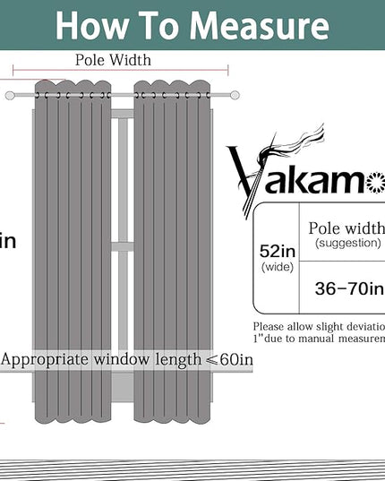 Yakamok Room Darkening Thermal Insulated Soft and Smooth Curtains with Grommet for Living Room(2 Panels,52Wx63L, Light Beige)