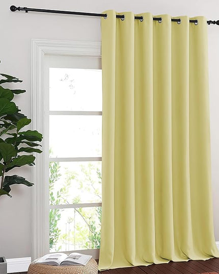 NICETOWN Room Divider Curtain 132 Inches Long, Wide Blackout Sliding Door Curtain for Bedroom, Room Darkening Privacy Window Curtain for Patio Door (1 Panel Set, Paler Yellow, 80 x 132 Inch)