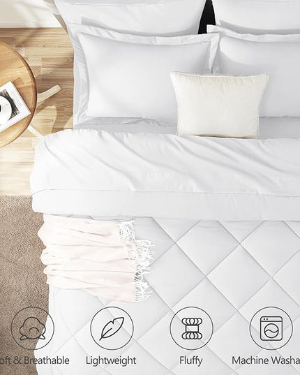 CozyLux Queen Comforter Set White - Bed in a Bag Queen Size 7 Pieces, Luxury Soft Bed Set for All Seasons, Bedding Set with Down Alternative Comforter, Sheets, Pillowcases & Shams