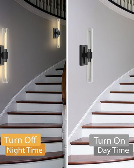 YUYI Black Wall Sconce, 22.8'' Wall Light for Bathroom Vanity, Modern Wall Lighting Fixture with Clear Glass Shade, Indoor Wall Sconce for Bathroom Vanity, Bedroom, Living Room, Hallway, Fireplace