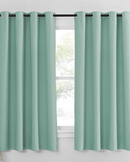 NICETOWN Blackout Curtain Panel 63 inch Long for Window - Thermal Insulated Solid Grommet Blackout Drape for Bedroom Living Room Kitchen (Single Panel, 52W x 63L, Aqua Blue)