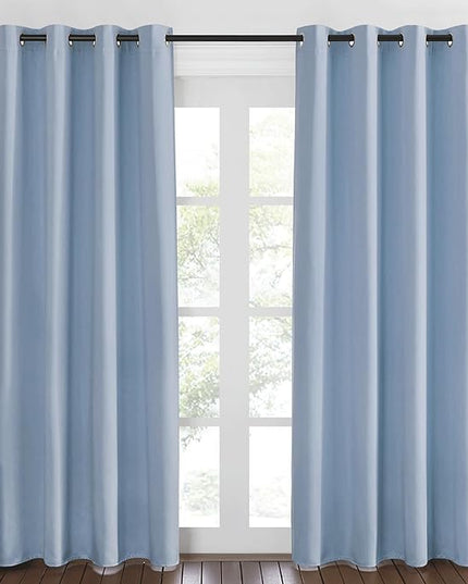 NICETOWN Blackout Curtains 84 Inch Length, Thermal Insulated Room Darkening Drapes Grommet Window Covering for Living Room Bedroom (W52 x L84 Inch, 1 Panel, Vintage Blue)