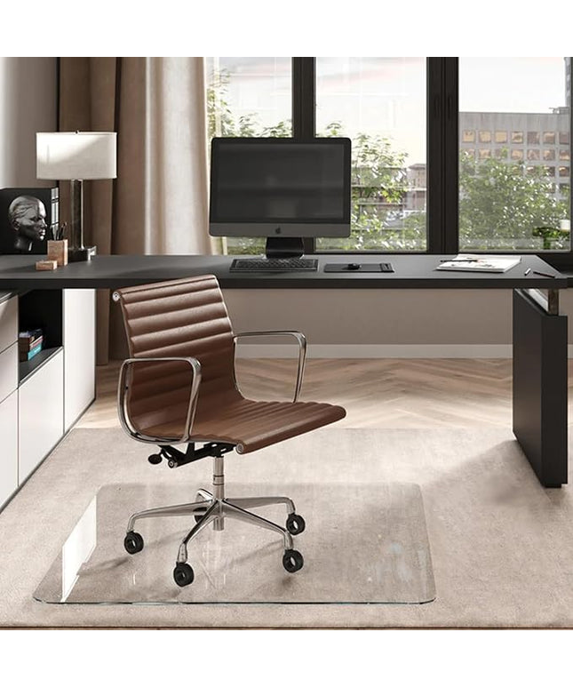 Vitrazza Glass Chair Mat 48” x 48” Superior ¼" thick, Luminoso Low-iron Ultra Clear, Certified Tempered Safety Glass, Delivers a Smooth Glide, Protects Carpet or Wood, Beautiful in Home or Office.