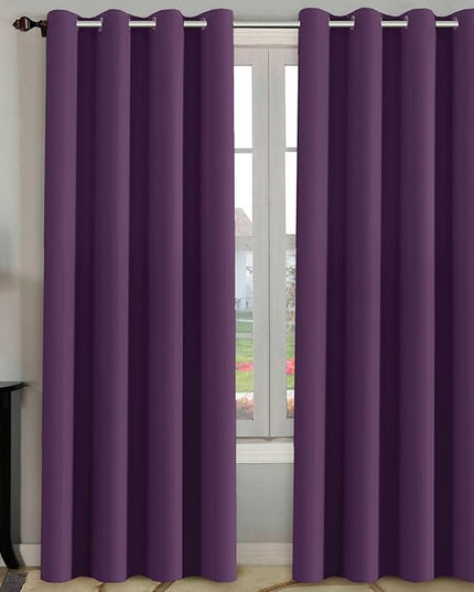 H.VERSAILTEX Bedroom Curtain Panels Blackout Draperies Room Darkening Curtains Window Panel Drapes - (Plum Purple Color) 1 Pair, 52 by 84-inch, 8 Grommets/Rings per Panel