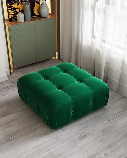 JACH Modern Ottoman Module for Living Room, Minimalist Comfy Breathable Footstool, Velvet Ottoman for Living Room Apartment (Green)