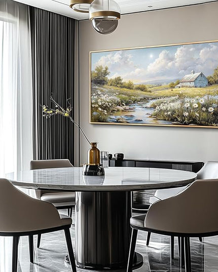 PHAOHUAXM Wall Art For Living Room Large Canvas Wall Decor For Bedroom Flower Watercolour Painting Office Decoration Countryside Scenery Mural Artwork Ready To Hang Home Decor 24x48 In Wood Framed