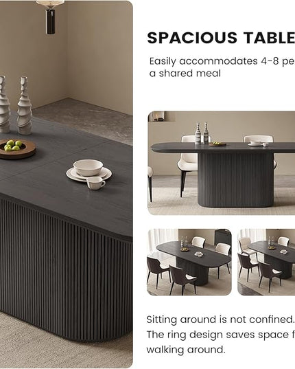 Guyii 86.61" Oval Dining Table Set with 4 Chairs, Modern Kitchen Table Set, Indoor Rectangular Dining Room Table for Kitchen, Bar, Living Room, Home, Black