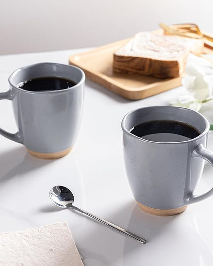 AmorArc 12oz Ceramic Coffee Mugs set of 6, Stylish Coffee Mugs with Rustic Terracotta Underside for Latte/Cappuccino/Milk/Cocoa, Dishwasher&Microwave Safe, Gray