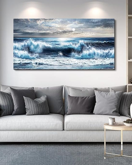ERQINHUA Large Canvas Wall Art For Living Room Restaurant Wall Decor For Bedroom Marine Landscape Paintings Office Wall Prints Pictures Artwork Ready To Hang Hotel Room Home Decoration 24"x48"