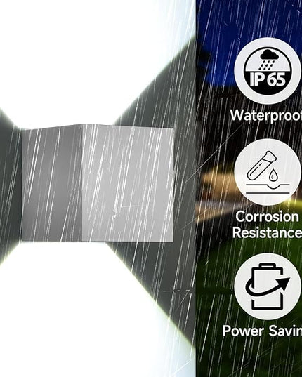 2-Pack LED Outdoor Wall Sconces Exterior/Interior,Modern square Wall Sconce Fixture Set, Variable Beam Outdoor Porch I65 Waterproof Lights, 12W Warm Light 3000K Up and Down Wall Lights(White)