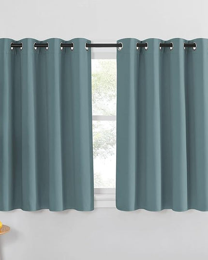 NICETOWN Blackout Greyish Blue Curtain for Bedroom - Window Treatment Thermal Insulated Grommet Solid Drapes Energy Saving Sound Reducing for Home Office (1 Panel, W52 x L54)