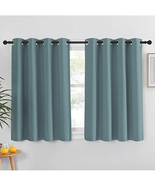 NICETOWN Blackout Greyish Blue Curtain for Bedroom - Window Treatment Thermal Insulated Grommet Solid Drapes Energy Saving Sound Reducing for Home Office (1 Panel, W52 x L54)