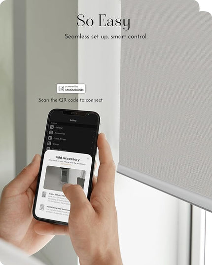 Graywind Smart Roller Shades 100% Blackout Window Blinds with APP Control Customized Automatic Shades for Home and Office(41" Wx72 H,White)