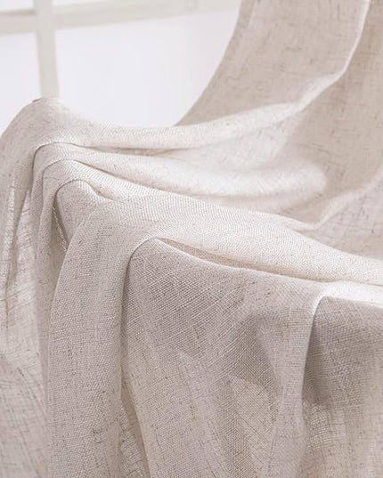MIULEE White Linen Curtains 90 Inch Long 2 Panels Set for Bedroom Living Room, Soft Thick Linen Textured Window Drapes Semi Sheer Light Filtering Rod Pocket Back Tab Burlap Look Farmhouse Decor