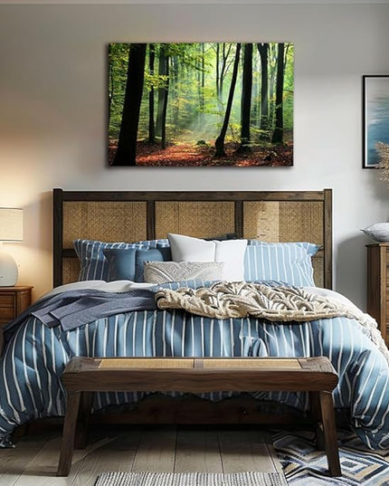 Nature Wall Art Large Forest Art Canvas Wall Decor Green Tree Canvas Print Artwork Decor for Living Room Mountain Wall Art Landscape Pictures for Bedroom Home Office Decorations (32x48inches)