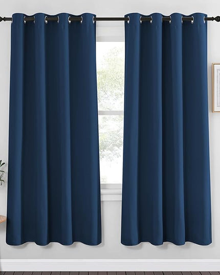 NICETOWN Blackout Curtain Drape 72 inch Long - Grommet Noise Reducing Thermal Insulated Modern Window Treatments for Bedroom Living Room (1 Panel, 52 x 72 Inch, Moroccan Blue)