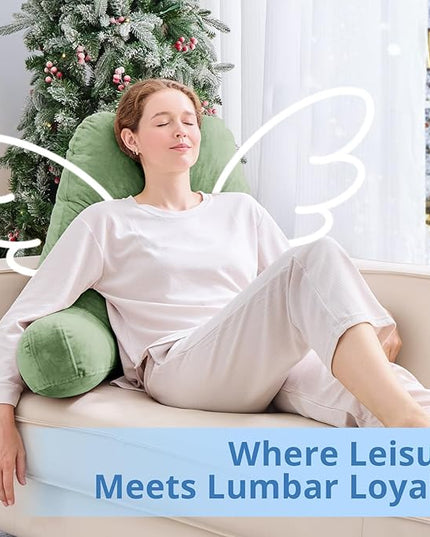 Sasttie 25-inch Reading Pillows for Sitting in Bed Adult, Jumbo Velvet Back Pillow Bed Sitting Up, XL High Back-Rest Support Cushion for Sit Up on Couch & Floor, Oeko-Tex Certified, Sage Green