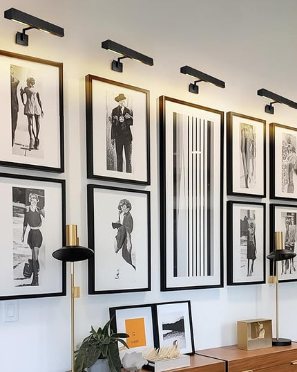 18" Picture Light Black Picture Light Hardwired, 2-Light Bronze Art Lights Dimmable Frame Lights for Wall, 3000k Gallery Light Art Frame Light 270° Gallery Lamp for Bathroom, Living Room, Hallway
