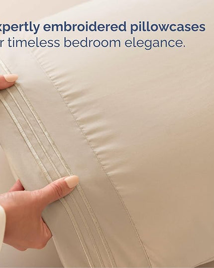 Queen Size 4 Piece Sheet Set - Comfy Breathable & Cooling Bed Sheets Set - Hotel Luxury Bedding for Women, Men, Kids, Teens, Boys & Girls - Deep Pockets, Ultra-Soft, Wrinkle Free - Oeko-Tex - Cream