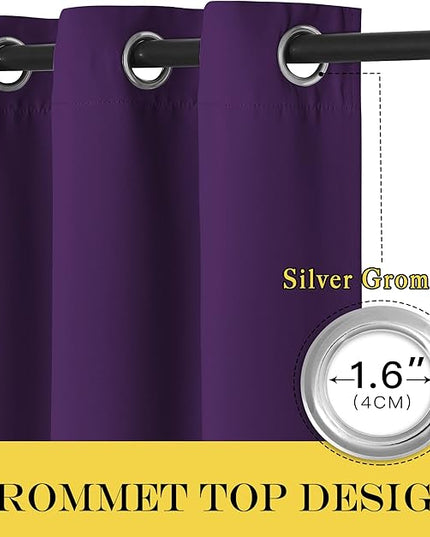 NICETOWN Royal Purple Blackout Curtains for Bedroom 72 Inches Long, Thermal Insulated Room Darkening Grommet Window Curtains for Living Room Nursery, 66 inch x 72 inche, 1 Panel
