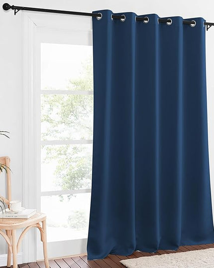 NICETOWN Blackout Curtain Drape for Bedroom - Light Reducing Thermal Insulated Solid Grommet Room Darkening Window Curtain 90 inches Long for Living Room (Moroccan Blue, 1 Piece, W66 x L90)