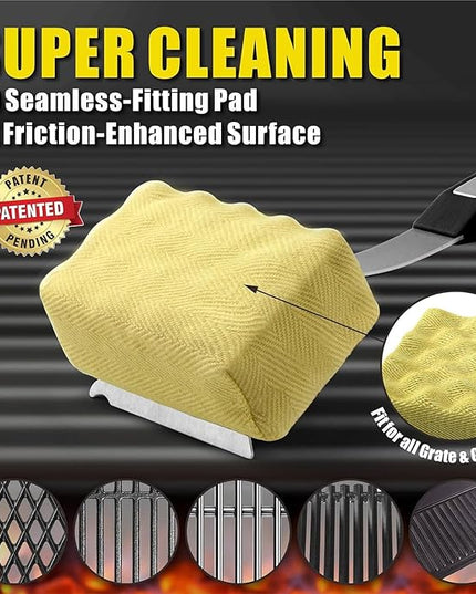 GRILLART Grill Brush Bristle Free, Replaceable BBQ Cleaning Head (No Handle), Safe Replacement Cleaning Pad for Cast Iron/Stainless-Steel Grates - Black