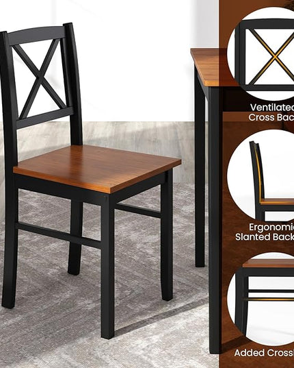 Tangkula Mid-Century Modern Dining Table Set for 4, 5-Piece Wooden Kitchen Table and Chairs, Compact Rubber Wood Dining Room Set for Small Spaces, Kitchen & Living Room