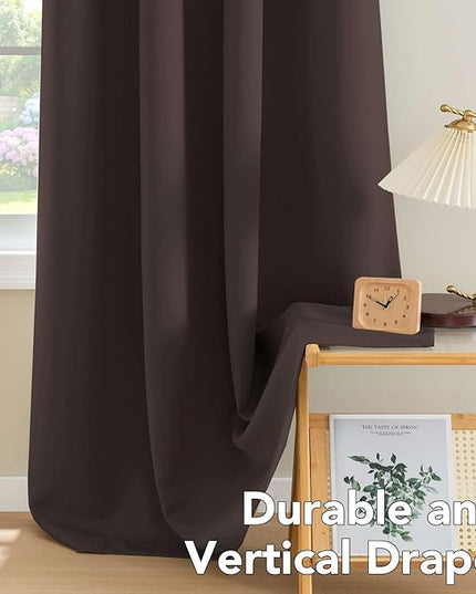 H.VERSAILTEX Thermal Insulated Blackout Curtains - Antique Copper Grommet Top Window Drapes - Chocolate Brown - 52" W x 72" L - (Set of 2 Panels)