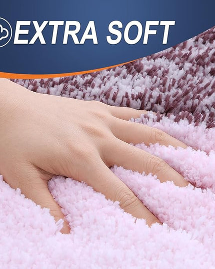 OLANLY Bathroom Rug Set 2 Piece, Soft Absorbent Microfiber Bath Mats and U-Shaped Contour Toilet Rug, Non-Slip, Machine Wash Dry, Plush Shaggy Bath Mats for Bathroom (24"x16"+24"x20", Mauve)