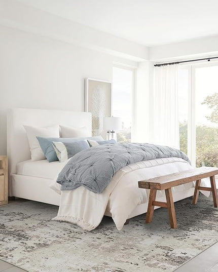 Modern Abstract Area Rug 5x7 Non Slip Non Shedding Rug Low Pile Stain Resistant for Bedroom Living Room,Brown Grey