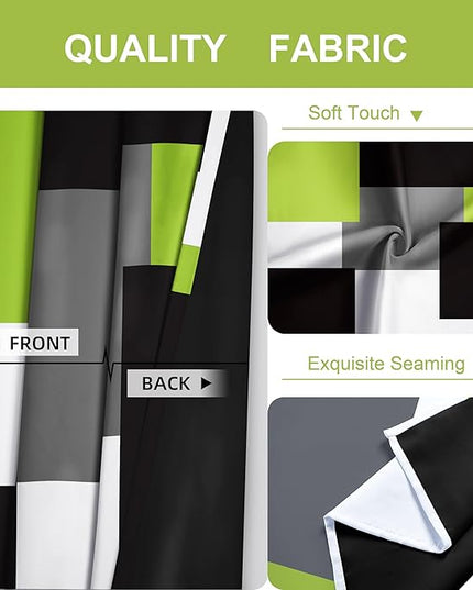Lime Green 100% Blackout Curtains for Bedroom 63 inch Length 2 Panels Set Light Fresh Modern Abstract Geometric Black Out Curtains Insulated Room Darkening Window Drapes for Living Room, 52Wx63L