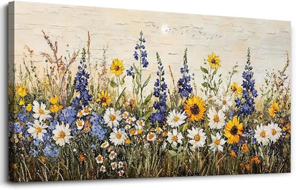 ERQINHUA Farmhouse Wall Art For Living Room Canvas Wall Decor For Bedroom Office Dining Room Decor Boho Printing Paintings Flowers Watercolour Wall Pictures Ready To Hang Family Home Decor 20"X40"