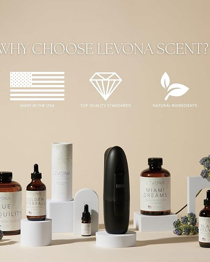 Levona Scent Essential Oil - Fresh Aroma for Home, Office, Hotel & Spa, Ideal for Humidifiers & Diffusers, Hotel Fragrance with Bergamot, Lemon & Lemongrass - 10ml / 0.33 fl oz, 24K Allure