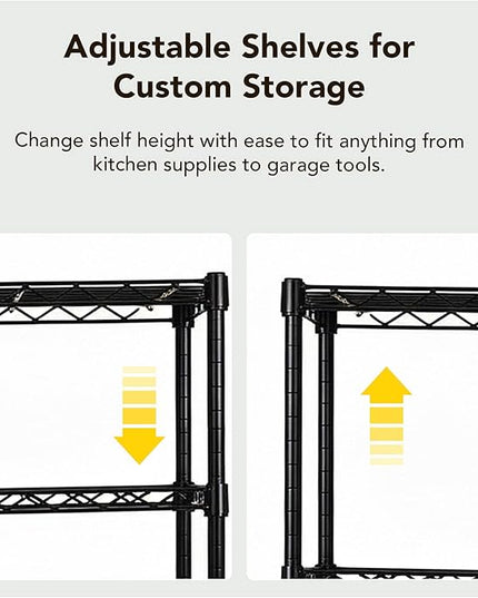 5 Tier Wire Shelving Unit Storage Rack, Metal Heavy Duty Utility Organizers, Organization Units for Products Plant Pantry, Garage, Laundry Racks Durable Shelf Stand,14"W x 30"L x 60"H, Black