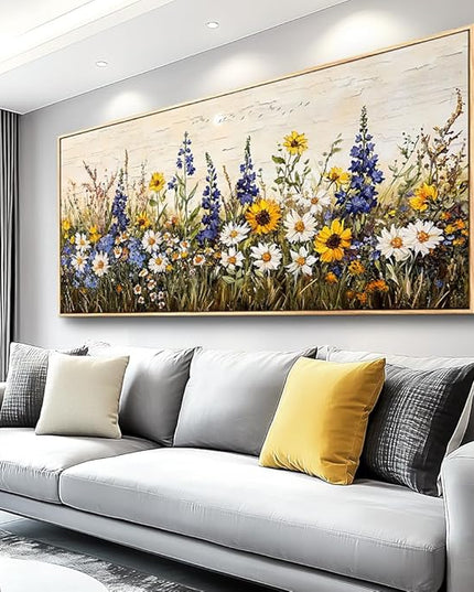 ERQINHUA Farmhouse Wall Decoration For Living Room Large Canvas Wall Art For Bedroom Office Mural Boho Flowers Watercolour Restaurant Wall Pictures Printing Artwork Home Decor 32x72 In Wood Framed