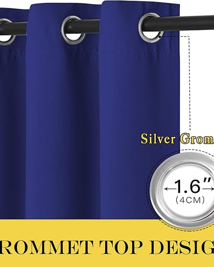 NICETOWN Blackout Curtains Panels for Bedroom - 3 Pass Microfiber Noise Reducing Thermal Insulated Solid Ring Top Blackout Window Drapes (2 Panels, 66 x 66 Inch, Navy Blue)