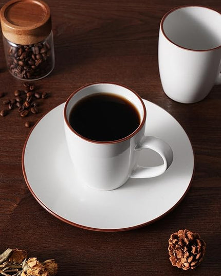 famiware Venus Coffee Mugs for 4, 12 oz Mug Set, Dringking Cup with Handle for Coffee, Tea, Cocoa, Milk, White