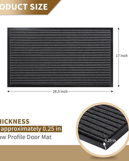 Yimobra Front Door Mat Outdoor Indoor Entrance, 100% Waterproof All-Season All Weather Doormat, Welcome Matt Outside Entry, Non Slip, Low Profile, Heavy Duty Patio Porch Floor Mat,29.5 x 17, Grey