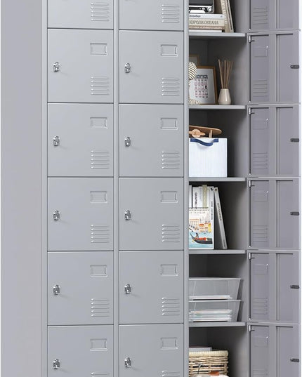 Aobabo 18 Doors Metal Storage Locker for Employees, Storage Locker for School Office Gym Bedroom, Grey, Assembly Required