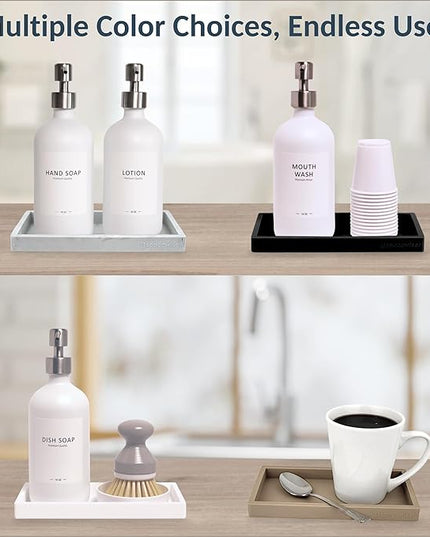 Countertop and Vanity Tray - Small 7.7" Silicone Tray for Soap Dispenser Bottles, Bathroom Trays, Kitchen Sink Soap Trays, Sink Caddy Kitchen Sinks Organizer, Soaps Dish & Sponge Holder Mat