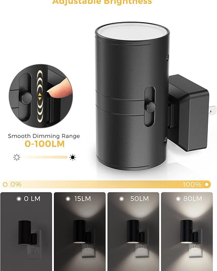 L LOHAS LED Night Light, Bright Wall Plug Night Light, 5000K Daylight White, Dimmable with Light Sensor, Decorative for Hallway, Bathroom, Kitchen, 4 Pack