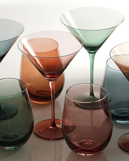 Colored Stemless Wine Glasses for Red or White Wine (Set of 4), 18-Ounces, Large Wine Glasses for Cabernet, Pinot Noir, Burgundy, Bordeaux (4color)