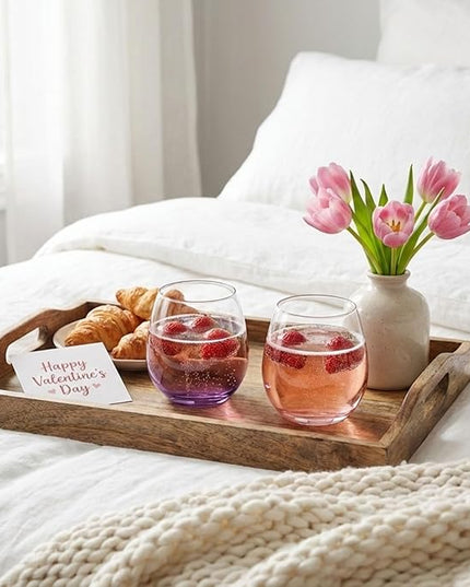 ColoVie 15oz Stemless Wine Glasses Set of 6, Lead-Free Crystal Colored Gradient Wine Glass, Iridescent Ombre Glassware for Red & White Wine, Unique Housewarming & Birthday Gifts for Women