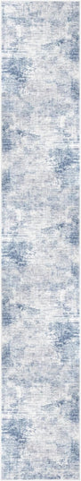 IOHOUZE Abstract Runner Rug 3x16 Ft Washable Runners for Hallways, Non Slip Kitchen Runner Printed Faux Wool Entryway Runner Indoor, Modern Abstract Floor Carpet for Hall Stair, Light Blue White