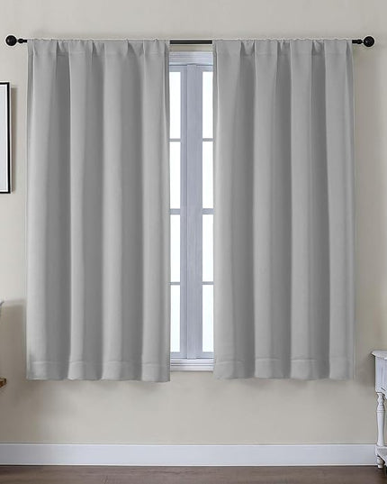 Gwine Silver Grey Blackout Curtains for Bedroom 54 Inches Long, Thermal Insulated Room Darkening Curtains for Living Room Each 40" Wx54 L, 2 Panels