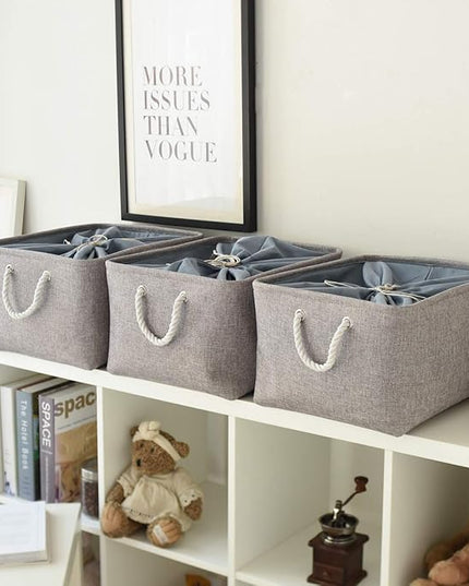 TheWarmHome Fabric Storage Bins Baskets for Organizing, Large Sturdy Storage Basket W/Handles, Decorative Foldable Storage Baskets for Shelves Closet Nursery Toy (X Large - 3 Pack 17.7L×13.8W×9.8H)