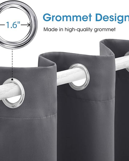HOMEIDEAS Grey/Gray Blackout Curtains 52 X 63 Inch 2 Panels Room Darkening Bedroom Curtains, Thermal Grommet Light Bolcking Window Curtains for Living Room