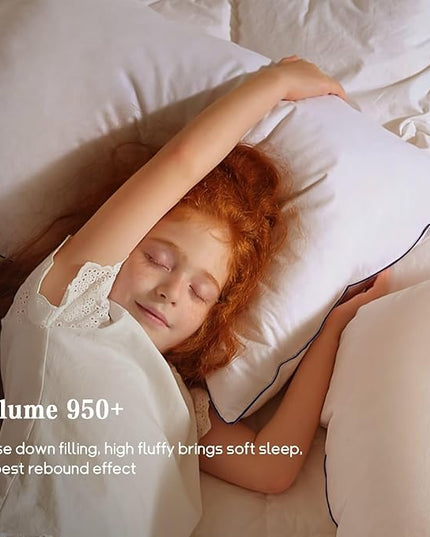 BHZ Goose Down Feather Pillows King Size Set of 4, Luxury Hotel Alternative Collection Bed Pillows for Sleeping Firm Soft Support for Side & Back Sleepers, White